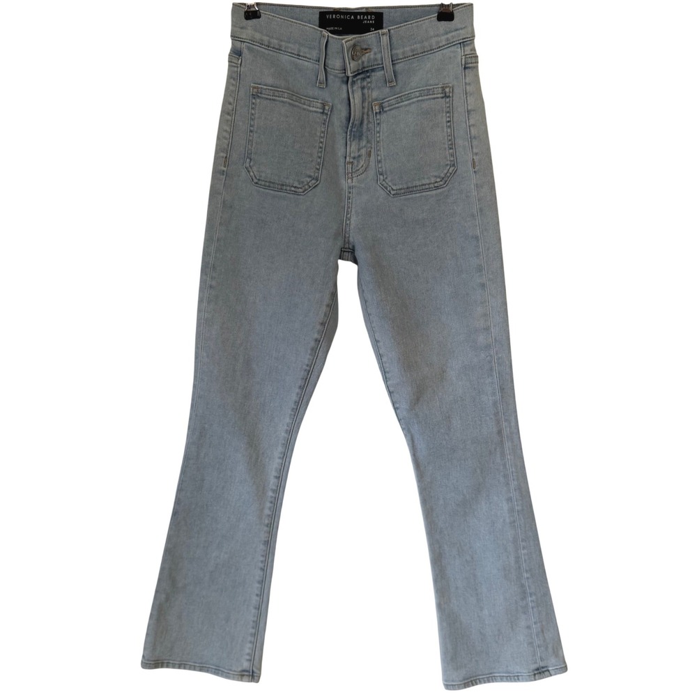 Veronica Beard Carly Kick Flare High Rise Jeans Light Wash Get Reel Size 24